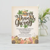 Autumn Maple verlaat Chic Thanksgiving Dinner Part Kaart (Staand voorkant)
