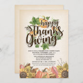 Autumn Maple verlaat Chic Thanksgiving Dinner Part Kaart (Voorkant / Achterkant)