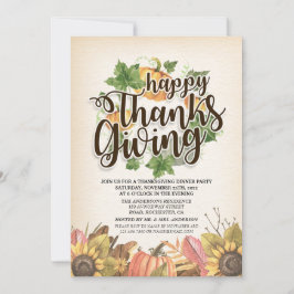 Autumn Maple verlaat Chic Thanksgiving Dinner Part Kaart