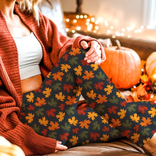 Autumn Maple verlaat Herfst Navy Leggings