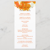 Autumn Maple verlaat huwelijksprogramma Programmakaart (Achterkant)