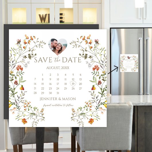 Autumn Meadow Flower Save the Date Fotomagneet