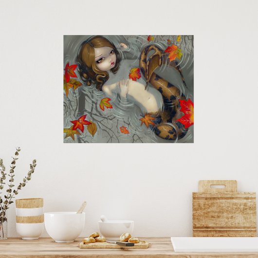 Autumn Mermaid fantasy Art Print (Keuken)