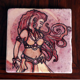 Autumn Moon Belly Dancer Goddess Stenen Onderzetter