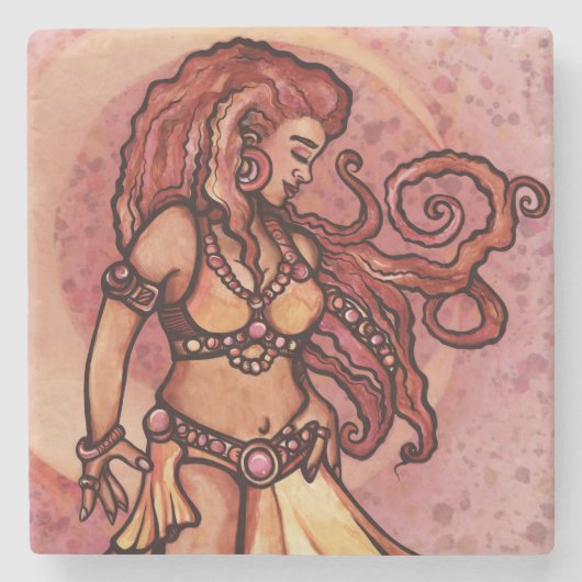 Autumn Moon Belly Dancer Goddess Stenen Onderzetter (Voorkant)