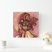 Autumn Moon Belly Dancer Goddess Vierkante Klok (Huis)