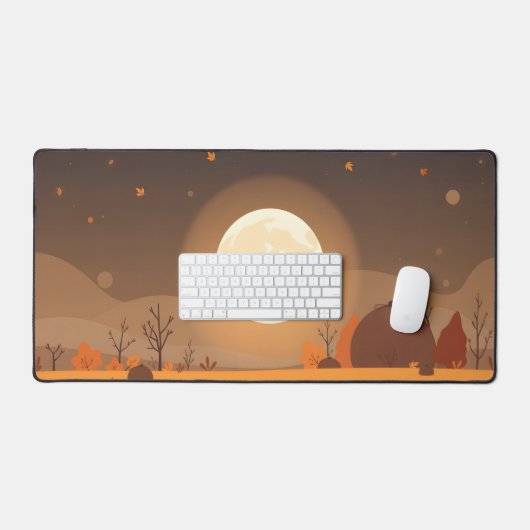 Autumn Moon Desk Mat – Gezellig Herfst landschap m (Keyboard & Muis)