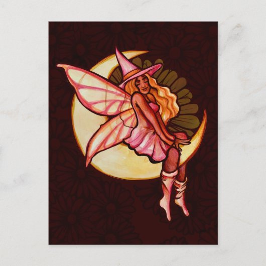 Autumn Moon Fairy Witch Daisy Artwork MoonChild Briefkaart (Voorkant)