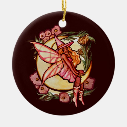 Autumn Moon Fairy Witch Herfst Fairies Keramisch Ornament (Voorkant)