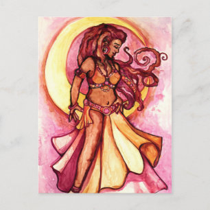 Autumn Moon Goddess Belly Dancer Briefkaart