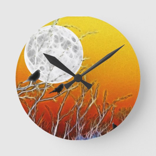 Autumn Moon Gothic Oranje Sunset Ronde Klok (Voorkant)
