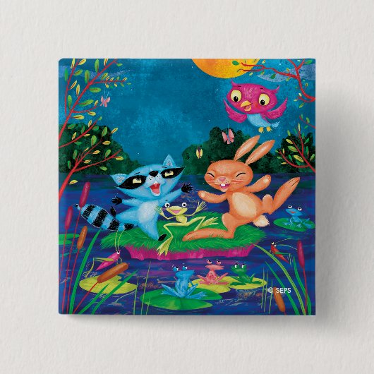 Autumn Moon Vierkante Button 5,1 Cm (Voorkant)