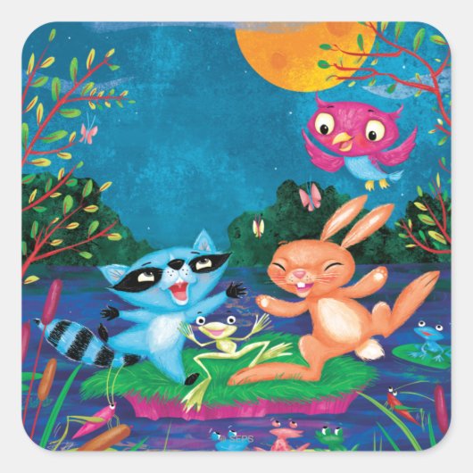 Autumn Moon Vierkante Sticker (Voorkant)