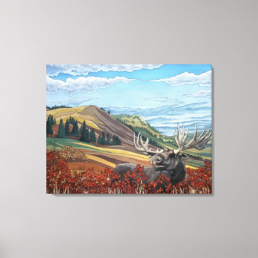 Autumn Moose Landscape Painting Art Prints (Voorkant)