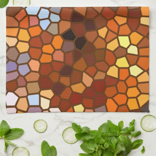 Autumn Mosaic Abstract Theedoek (Gevouwen)