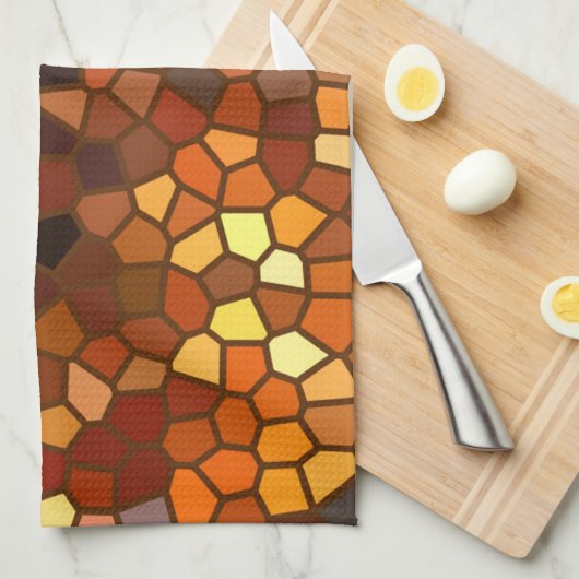 Autumn Mosaic Abstract Theedoek (Quarter Fold)