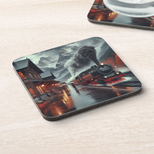 Autumn Mountain Train Journey Bier Onderzetter (Linkerzijde)