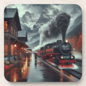 Autumn Mountain Train Journey Bier Onderzetter (Voorkant)