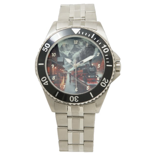Autumn Mountain Train Journey Horloge (Voorkant)