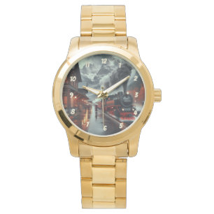 Autumn Mountain Train Journey Horloge