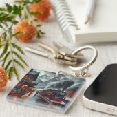 Autumn Mountain Train Journey Sleutelhanger (Voorkant Rechts)