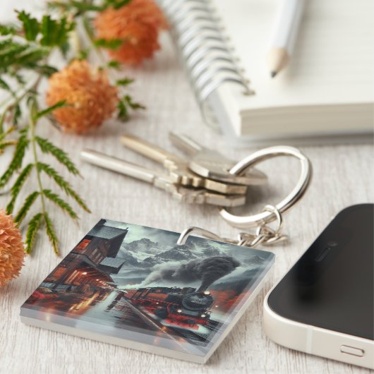 Autumn Mountain Train Journey Sleutelhanger (Voorkant Rechts)