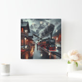 Autumn Mountain Train Journey Vierkante Klok (Huis)