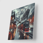 Autumn Mountain Train Journey Vierkante Klok (Hoek)