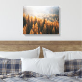 Autumn Mountain Uitzicht met gele larches Canvas Afdruk (Insitu (Slaapkamer))