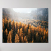 Autumn Mountain Uitzicht met gele larches Poster (Voorkant)