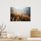 Autumn Mountain Uitzicht met gele larches Poster (Keuken)