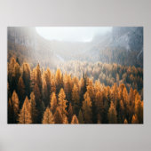 Autumn Mountain Uitzicht met gele larches Poster (Voorkant)