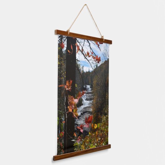 Autumn Mountain Watervalt Triple Herfsten NC Hangend Wandkleed (Gebogen)