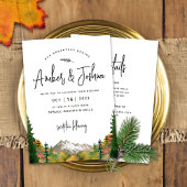 Autumn Mountain Waterverf bruiloft uitnodiging