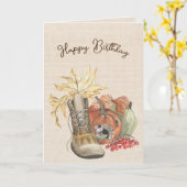 Autumn Mouse Birthday Humor Kaart (Gele Bloem)
