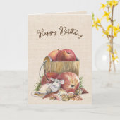 Autumn Mouse Birthday Humor Kaart (Gele Bloem)