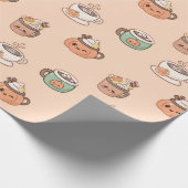 Autumn Mugs & Pumpkin Pie Kawaii Wrap Cadeaupapier (Hoek)
