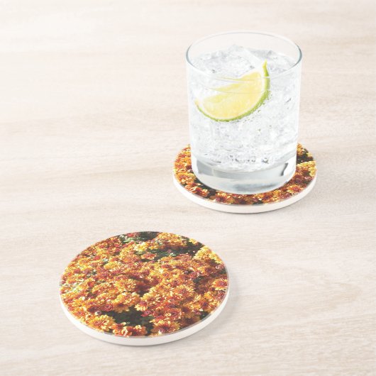 Autumn Mums Zandsteen Onderzetter (Zijkant)