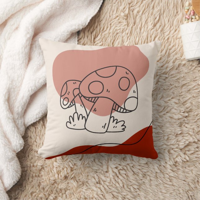 Autumn Mushroom Magic Abstracte Blob Shape Herfst  Kussen (Deken)