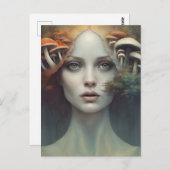 Autumn Mushroom Vrouw Briefkaart (Voorkant / Achterkant)