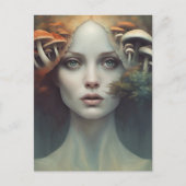 Autumn Mushroom Vrouw Briefkaart (Voorkant)