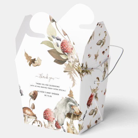 Autumn Mushroom | Woodland Forest Baby shower Bedankdoosjes (Geopend)