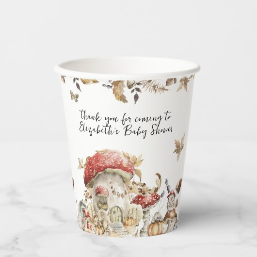 Autumn Mushroom | Woodland Forest Baby shower Papieren Bekers (Voorkant)