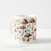 Autumn Mushrooms and Forest Leaves Illustration Koffiemok (Voorkant links)