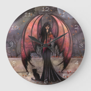 Autumn Mystique Gothic Fairy Vampire Cat Clock Grote Klok
