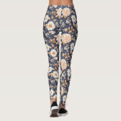 Autumn Navy Cream Floral Leggings (Achterkant)