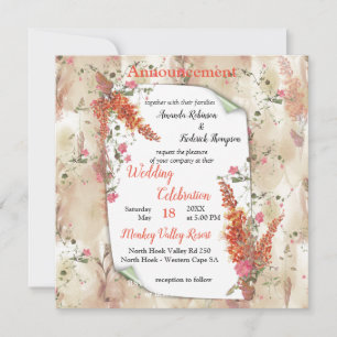 Autumn Neutral-toned Elegant Botanisch thema Aankondiging