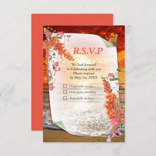 Autumn Neutral-toned Elegant Botanisch thema RSVP Kaartje (Voorkant / Achterkant)