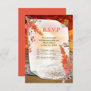 Autumn Neutral-toned Elegant Botanisch thema RSVP Kaartje