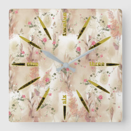 Autumn Neutral-toned Elegant Botanisch thema Vierkante Klok